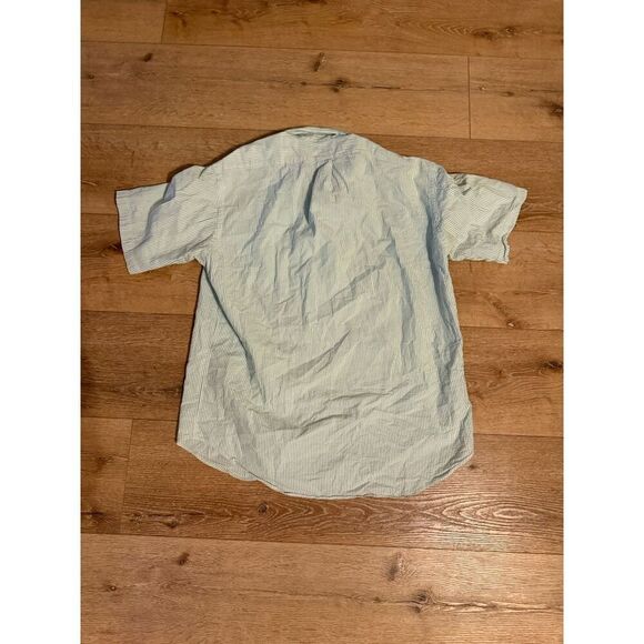 Polo Ralph Lauren Mens Green Striped Short Sleeve Button Up Shirt Size Large - Picture 2 of 3